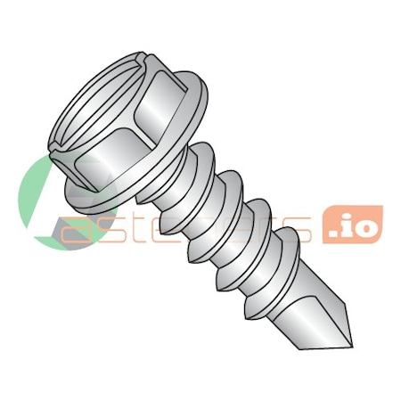 Newport Fasteners Self-Drilling Screw, #8 x 3/4 in, Plain 18-8 Stainless Steel Flange Hex Head External Hex Drive 727127